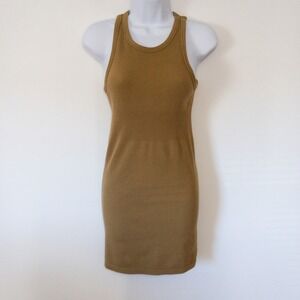 Alo Warm Nights Racerback Dress Womens S Beige Seamless Ribbed Athletic Snug Fit
